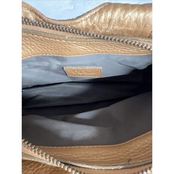 Cole Haan Gold Pebbled Leather Handbag Double Handles & Zip Closure - Picture 9 of 13